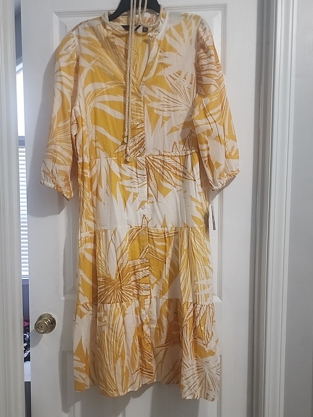 Mlle Gabrielle Yellow and Cream Tropical Midi Dress